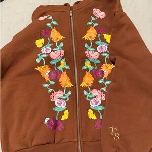 Taylor Swift Brown Jacket with Multicolor Floral Embroidery